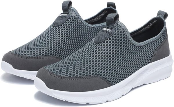 Dinglong Scarpe da trekking uomo grigio traspiranti leggere-3