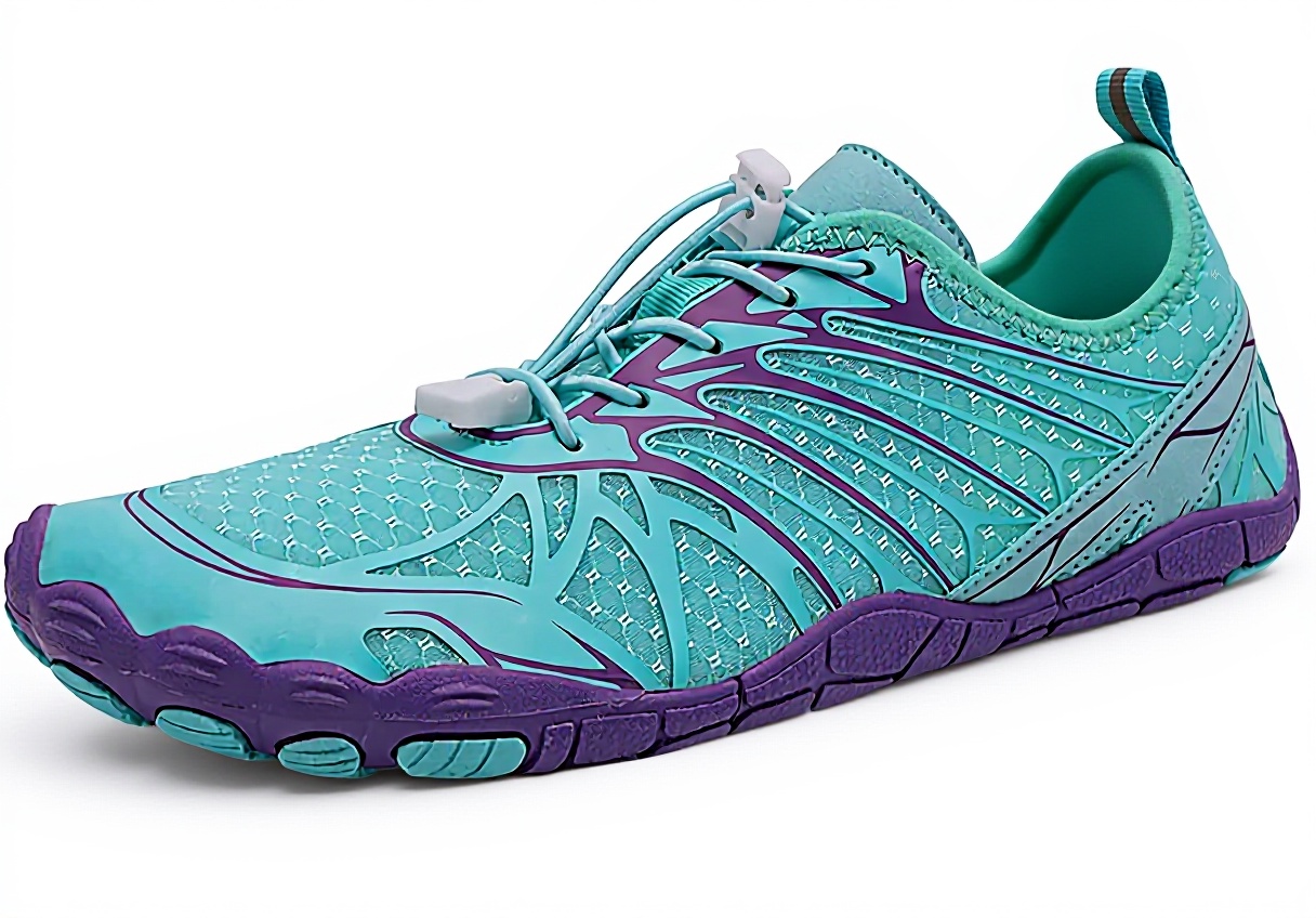 Dinglong Scarpe da Ginnastica Uomo Traspiranti Morbide Viola posate su un sentiero sterrato