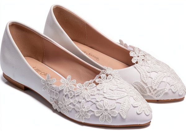 Scarpe da Sposa Basse FRCOLOR Pizzo Eleganti Donna Lacci