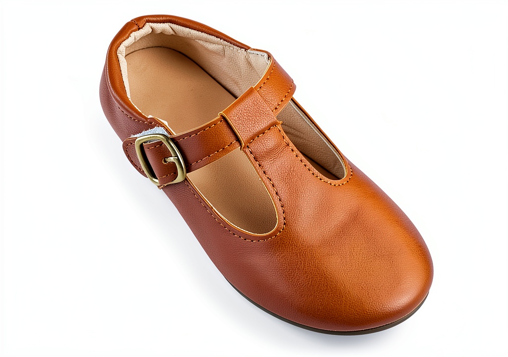 Bambina che indossa le Scarpe Mary Jane TRIWORIAE con un vestito elegante e in un contesto scolastico